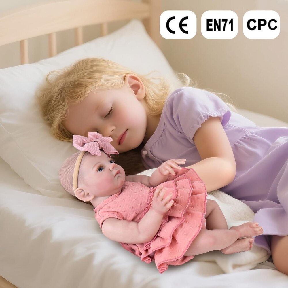 🆕20inch Soft Cloth Body Newborn Baby Poseable Limbs Pink Dress Baby Girl - Picture 6 of 7